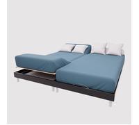 Soleil d'ocre, Drap Housse TPR en Coton 57 Fils 2x70x190 cm UNI Bleu Canard