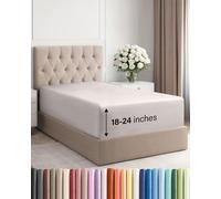 Drap-housse très profond - Drap-housse simple de luxe hôtelier uniquement - Convient facilement aux matelas de 45,7 cm à 61 cm, ultra doux, infroissable et anti-décoloration avec poches très