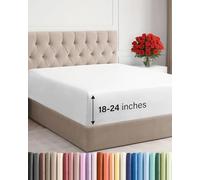 Drap-Housse très Profond - Drap-Housse Simple de qualité hôtelière Uniquement - Convient Facilement aux Matelas de 45,7 cm à 61 cm, Ultra Doux, Infroissable avec Poches très Profondes, Facile