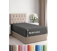 Drap-housse très profond pour lit jumeau XL, drap-housse de luxe uniquement - Convient facilement aux matelas de 45,7 cm à 61 cm, ultra doux, infroissable et anti-décoloration avec poche très