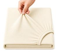 Drap-housse très profond Super King Size | Housse de matelas Super King en jersey de coton | Drap-housse crème Super King Size | Drap-housse Super King Size | Draps de lit super doux (super king size, crème) L'emballage peut varier