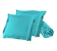 Drap housse - UMBERTO RAVELLI - 140 x 190 cm - 2 taies 65x65 cm - Coton - Lagon