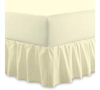 Drap-housse uni 100 % coton égyptien | Entretien facile 40 cm Extra profond à volants - Lavable en machine - Simple, double, king size (crème, king size)