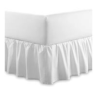 Drap-housse uni 100 % coton égyptien | Entretien facile 40 cm Extra profond à volants - Lavable en machine - Simple, double, king size (blanc, super king size)