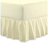 Drap-housse uni 100 % coton égyptien | Entretien facile 40 cm Extra profond à volants - Lavable en machine - Simple, double, king size (crème, simple)