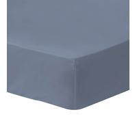 Drap housse uni 100% Coton - MATT & ROSE - COTON LAVÉ - Bleu orage - 140x190/200 cm - Bonnet 30 cm