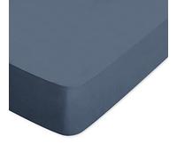 Drap housse uni 140x190 cm bonnet 50 cm 100% coton ALTO bleu Jean