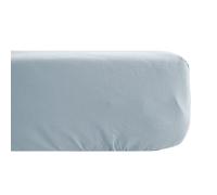 Drap housse uni 140x190 cm bonnet 35 cm percale de coton MANOIR bleu Glacier