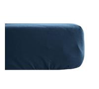 Drap housse uni 140x200 cm bonnet 35 cm percale de coton MANOIR bleu Marine