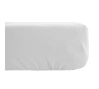 Drap housse uni 160x200 cm bonnet 40 cm percale de coton MANOIR blanc Neige