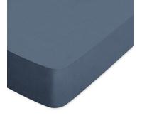 Drap housse uni 160x210 cm bonnet 50 cm coton ALTO bleu Jean