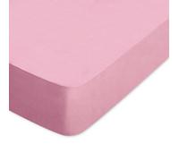 Drap housse uni 180x210 cm bonnet 50 cm coton ALTO rose macaron