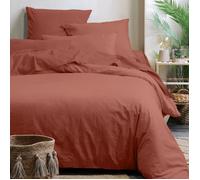 Drap housse uni en coton bio Terracotta 140x190 cm