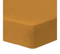 Drap-housse Uni En Coton, Coton Lavé Caramel 90X190