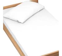 Drap housse uni en gaze de coton blanc 90X200