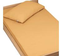 Drap housse uni en gaze de coton camel 60X120
