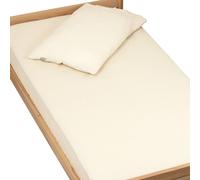 Drap housse uni en gaze de coton écru 90X190