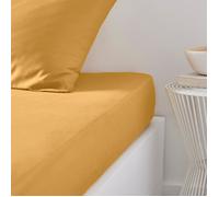 Drap Housse 160X200 2 Personnes Grand Bonnet 30 Coton Uni Essential Ocre