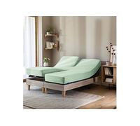 Drap housse vert jade pour lit articulé jersey extensible 2x80x200