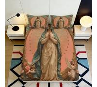 Drap Housse Vierge Marie 3D imprimé Microfibre Ange Protection Lit pour Chambre Maison Location Cadeau décoration 90x200x25cm