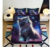 Drap Housse Viking Nordique 3D Printed Microfibre Magic Moon Housse de Matelas Antidérapant Décor Chambre Lavable 90x200x25cm