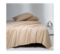 Drap Plat 1/2 Personnes 160x230cm à 245x270cm 100% Coton 500 Fils/cm² Tissage satiné Doux et Respirant qualité hôtelière(Khaki,160x230cm)