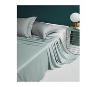 Drap Plat 1 2 Personnes en Coton à Longues Fibres 500 Fils Luxueux 120X230 180X245 245X250 245X270 Double Queen King(Light Green,245x270cm)