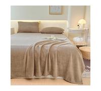 Drap Plat 1 2 Personnes en Velours Peluche 160x230 240x250 240x270 Micro-Polaire Doux et Confortable, idéal for l'automne, l'hiver et Le Printemps(Brown,240x270cm+48x74cm x2)