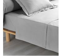douceur d'intérieur, Drap Plat (180 x 290 cm) Percaline Gris, Percale de Coton