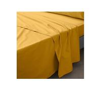 Douceur d'Intérieur – Drap plat 1 personne 180 x 290 cm – Percale 100% coton – Jaune