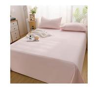 Drap Plat 100% Coton 1/2 Personnes 160x230cm à 245x270cm Classe A Drap de Dessus de Couleur Unie brossé draps de lit Plats Doux et Respirants(Pink B,245x250cm)