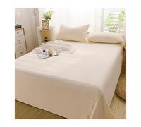 Drap Plat 100% Coton 1/2 Personnes 160x230cm à 245x270cm Classe A Drap de Dessus de Couleur Unie brossé draps de lit Plats Doux et Respirants(Beige,200x230cm)