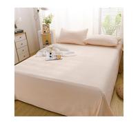 Drap Plat 100% Coton 1/2 Personnes 160x230cm à 245x270cm Classe A Drap de Dessus de Couleur Unie brossé draps de lit Plats Doux et Respirants(Pink,200x230cm+48x74cm x2)