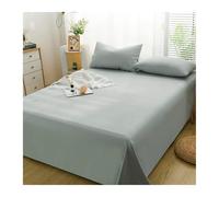 Drap Plat 100% Coton 1/2 Personnes 160x230cm à 245x270cm Classe A Drap de Dessus de Couleur Unie brossé draps de lit Plats Doux et Respirants(Blue A,160x230cm+48x74cm x1)