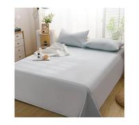 Drap Plat 100% Coton 1/2 Personnes 160x230cm à 245x270cm Classe A Drap de Dessus de Couleur Unie brossé draps de lit Plats Doux et Respirants(Blue B,200x230cm+48x74cm x2)