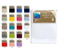 Drap plat - 240 x 310 cm - 100% coton - 57 fils - France - Blanc