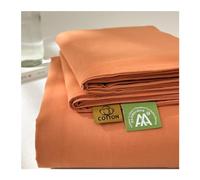 Drap Plat 100% Coton Lavé 120x230 160x230 200x230 200x245 270x245 Confortable et Respirant Drap Plat 1/2 Personnes Confortable(Orange,200x230cm)