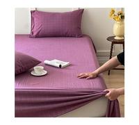 Drap plat 100 % coton lavé de qualité supérieure - Literie extra douce et respirante pour lit simple/simple, double, grand lit et très grand lit - Violet - 240 x 250 cm + 2 taies d'oreiller 48 x 74 cm