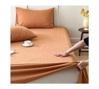 Drap plat 100 % coton lavé - Extra douce et respirante pour lit simple/double/queen size - Orange 240 x 270 cm + 2 taies d'oreiller 48 x 74 cm