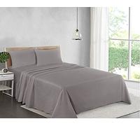 Drap plat 100% coton teint unie | Drap de lit de qualité hôtelière ultra doux de première qualité | Literie de luxe sans repassage facile d'entretien - Résistant aux plis, aux taches et à la