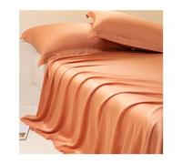 Drap Plat 100% Eucalyptus Autrichien 180x230 245x250 245x265 Drap Plane Tencel Lyocell 2 Personnes Draps de Lit Plus Doux Que Les Draps en Soie (Color : Orange, Size : 245x250cm+48x74cm x2)