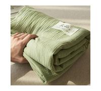 Drap Plat 160x230cm 200x230cm 245x250cm 245x270cm Drap Supérieur en Double Gaze 100% Coton Ultra Doux et Respirant Simple Double King(Green,245x270cm+48x74cmx2)