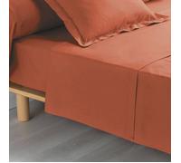 Drap plat - 180 x 290 cm - Percale - 78 fils - Uni - Terracotta