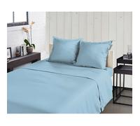 Drap Plat 180x290 cm bleu ciel - Percale de Coton 100% 80 Fils/cm² - Collection La Béguine - Le Clos des Songes