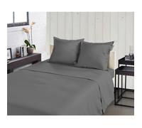 Drap Plat 180x290 cm gris foncé - Percale de Coton 100% 80 Fils/cm² - Collection La Béguine - Le Clos des Songes