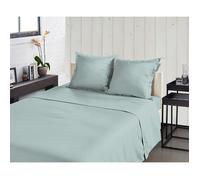 Drap Plat 180x290 cm vert d'eau - Percale de Coton 100% 80 Fils/cm² - Collection La Béguine - Le Clos des Songes