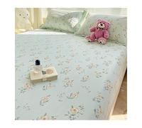 Drap Plat 2 Personnes 120x230cm à 245x270cm Petit Imprimé Floral Drap de Dessus en 100% Coton Drap de Lit Ultra Doux et Respirant(Green,245x270cm+48x74cm x2)