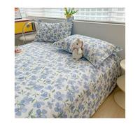 Drap Plat 2 Personnes 160x230cm 200x230cm 230x250cm en Coton Lavé Drap de Dessus Plaid Floral Fleurs Ultra Doux et Respirants(Flower B,230x250cm)