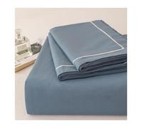 Drap Plat 2 Personnes 160x230cm à 245x270cm pour Lit 90 à 200cm 100% Pur Coton sans Elastique Ultra Doux et Respirant(Blue,245x270cm+48x74cm x2)
