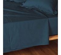 Douceur d'Intérieur Drap plat Lina 240 x 300 cm 100% coton Bleu